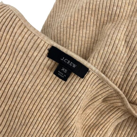 J.Crew Ribbed Scoopneck Knit Mini Dress Light Tan Fit & Flare Short Sexy Soft XS - Picture 8 of 11
